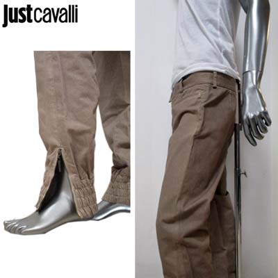 ジャストカバリ JUST CAVALLI メンズ パンツ フロントポケット バックポケット右のみ 裾部分チャックあり ブラウン 茶色 SIG 025 (R35800) IT10S H5 【送料無料】 【smtb-TK】