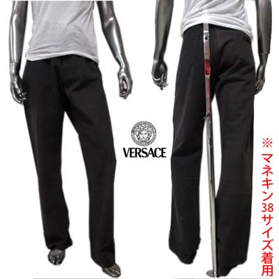 乐天商城 - ヴェルサーチ VERSACE メンズ パンツ コットンパンツ バックポケット(VERSACE SPORT)ロゴ・刻印あり ブラック 黒 32900 1132293 190 (R28800) A4 【送料無料】 【smtb-TK】