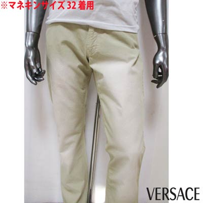 ヴェルサーチ VERSACE メンズ パンツ サイドポケット フロントボタンロゴ刻印有 バックポケット部分ロゴデザイン有 ベージュ 25318 108 910 (R29800) 03S 【送料無料】 【smtb-TK】