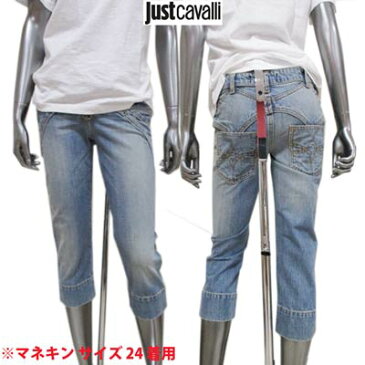 ジャストカバリ JUST CAVALLI レディース パンツ 七分丈パンツ デニム フロントポケット フロントチャック部分フィッシュデザイン ブルー PO70AC 34015 700 (R35800) 7S 【送料無料】 【smtb-TK】