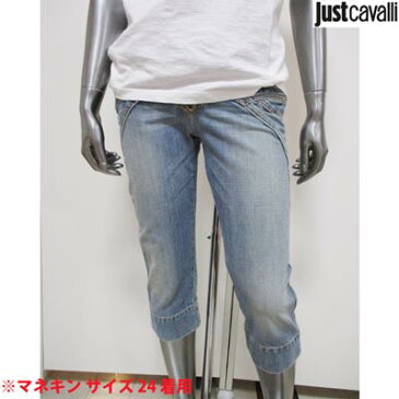 ジャストカバリ JUST CAVALLI レディース パンツ 七分丈パンツ デニム フロントポケット フロントチャック部分フィッシュデザイン ブルー PO70AC 34015 700 (R35800) 7S 【送料無料】 【smtb-TK】