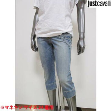 ジャストカバリ JUST CAVALLI レディース パンツ 七分丈パンツ デニム フロントポケット フロントチャック部分フィッシュデザイン ブルー PO70AC 34015 700 (R35800) 7S 【送料無料】 【smtb-TK】