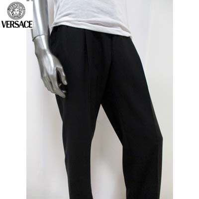 ヴェルサーチェ VERSACE メンズ パンツ スリムスラックス サイドポケット シンプルデザイン ブラック 黒 G12S 28SFK3 320K10 BLACK (R39800) 【送料無料】 【smtb-TK】