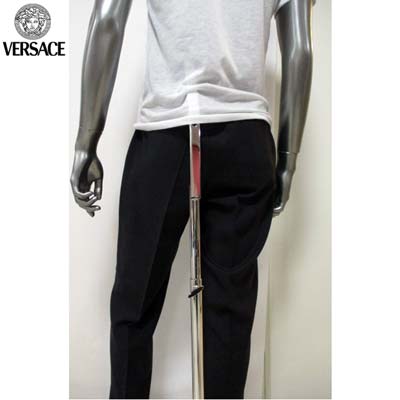 ヴェルサーチェ VERSACE メンズ パンツ スリムスラックス サイドポケット シンプルデザイン ブラック 黒 G12S 28SFK3 320K10 BLACK (R39800) 【送料無料】 【smtb-TK】