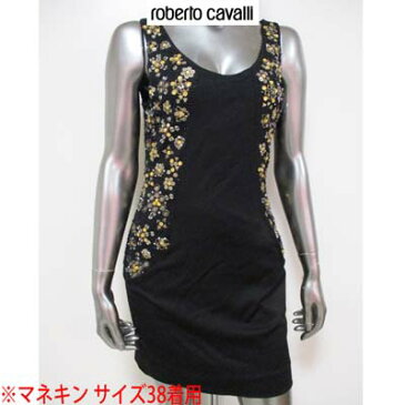 クラスロベルトカバリ Class Roberto Cavalli レディース ワンピース ドレス 両サイドマルチ装飾付き膝上ワンピース ブラック 10S CD552 801 (R120750) 【送料無料】【smtb-tk】 GT10A