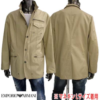 樂天商城 - エンポリオアルマーニ EMPORIO ARMANI メンズ アウター ジャケット ボタンロゴ刻印・ジップポケット付きジャケット ベージュ HNN11 UK N1 BEIGE (R85800) 【送料無料】【smtb-tk】 WA8S