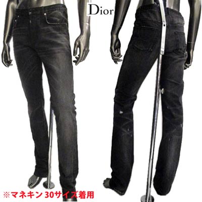 ディオールオム DIOR HOMME メンズ パンツ ボトムス ロゴ ウォッシュド/バッククラッシュ加工 ベルトループCDロゴ付きスリムデニム ブラック 163D005T X067 904 (R59800) 13S 【送料無料】 【smtb-TK】