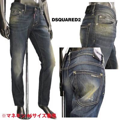 ディースクエアード DSQUARED2 メンズ パンツ ボトムス ロゴ SLIM JEAN スリムジーンズ クラッシュ/ダーティー加工・バックポケットDSQUARED2ロゴプレート付デニムパンツ ネイビー S74LA0417 S30331 089 (R45800) MT12S 【送料無料】 【smtb-TK】