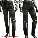 バルマン BALMAIN メンズ パンツ ボトムス ロゴ クラッシュ加工 バイカーデニムパンツ ブラック グレー黒 POHT551 C710V 176 (R182520) 71S 【送料無料】 【smtb-TK】