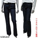 ヴェルサーチジーンズクチュール VERSACE JEANS COUTURE レディース ボトムス デニムパンツ ジーンズ バックレザーロゴパッチ・メデューサロゴ刻印ボタン付きフレアデニムパンツ ブルー FV6080 00190 700 (R13800) 【送料無料】【smtb-tk】