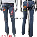 ヴェルサーチ VERSACE レディース パンツ ボトムス ロゴ マルチワッペン・メデューサ刻印リベット付きデニムパンツ ブルー JV6053 31252 70...