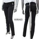 ヴェルサーチ VERSACE レディース パンツ ボトムス ロゴ VERSACE JEANS COUTURE VERSACEロゴ刻印ボタン・刻印ジップ付きスリム...