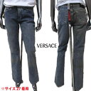 ヴェルサーチ VERSACE レディース パンツ ボトムス ロゴ VERSACE JEANS COUTURE 膝部分/バックポケット部分ダーティー加工・メデュー...