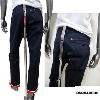 ディースクエアード DSQUARED2 メンズ パンツ ボトムス セットアップ着用可(アウター別売り) ジップ付きポケット・刺繍ロゴ・ライン入りチノパンツ ネイビー S74KA0541 S37488 088 (R61950) 【送料無料】【smtb-tk】 13S