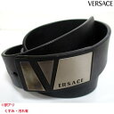 訳あり ベルトロゴ部分汚れ有 ヴェルサーチ VERSACE メンズ 小物 ベルト ロゴ VERSACEロゴプレート付きレザーベルト ブラック DCU7651 D...