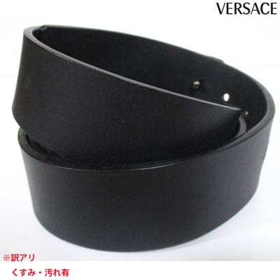 訳あり ベルトロゴ部分汚れ有 ヴェルサーチ VERSACE メンズ 小物 ベルト ロゴ VERSACEロゴプレート付きレザーベルト ブラック DCU7651 DCU2 (R75800) 7S 【送料無料】 【smtb-TK】