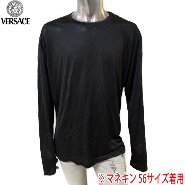 ヴェルサーチ VERSACE メンズ トップス カットソー 長袖 ロンT　シンプルデザイン ブラック 1032182 112757 008 (R39800) 04S 【送料無料】 【smtb-TK】