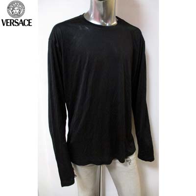 ヴェルサーチ VERSACE メンズ トップス カットソー 長袖 ロンT　シンプルデザイン ブラック 1032182 112757 008 (R39800) 04S 【送料無料】 【smtb-TK】