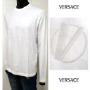 ヴェルサーチ VERSACE メンズ トップス ロンT 長袖 ロゴ ※訳アリ 色褪せ・汚れ有り フロントVロゴ付ロングTシャツ ホワイト VZJG0L 6W38...