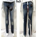 ドルチェ&ガッバーナ(DOLCE&GABBANA) ドルガバ レディース パンツ デニム ロゴ クラッシュ加工・ロゴプレート付スリムデニムパンツ インディゴ ネ...