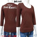 ジャストカバリ JUST CAVALLI レディース トップス ロンT ロゴ 花/鱗模様・バックユーズド加工ロゴ付ロングシャツ ブラウン QO675C 4243...