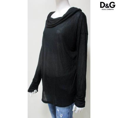 ドルチェ&ガッバーナ DOLCE&GABANNA レディース トップス ロンT ネック部分デザインリブ付シンプルデザインシースルーロングTシャツ ブラック STC541 SCH08 N0000 (R18800) 11A【送料無料】 【smtb-TK】