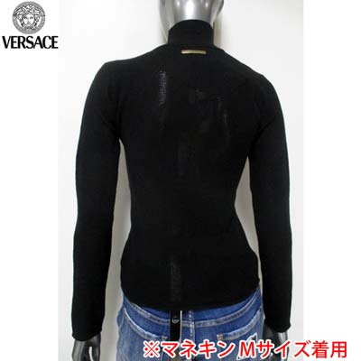 ヴェルサーチジーンズ VERSACE JEANS レディース トップス ニット 長袖 タートルネック バックロゴプレート入りシースルーニット ブラック GV7896 81506 900 (R30800) 【送料無料】【smtb-tk】 03A