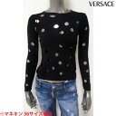 ヴェルサーチ VERSACE レディース トップス ニット 長袖 ショート丈・両面穴あきデザイン・タイトライトニット ブラック FU7805 81504 900...