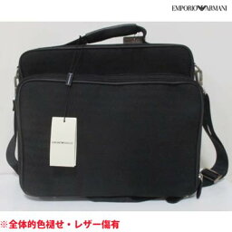 エンポリオ アルマーニ 革ショルダーバッグ （メンズ） エンポリオアルマーニ EMPORIO ARMANI メンズ 鞄 バッグ ブリーフケース ※訳アリ 色褪せ・レザー傷有 ショルダーストラップ/ボディロゴ付きブリーフケース 黒 YEM061 YC032 80001 (R59800) 6A 【送料無料】 【smtb-TK】