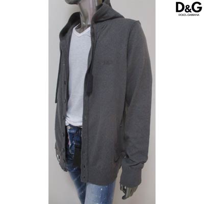 ドルチェ&ガッバーナ DOLCE&GABBANA メンズ トップス ニット セーター カーディガン ロゴ 袖口/裾部分クラッシュ加工・D&Gロゴ刺繍・ボタンロゴ刻印付きフード付きロングカーディガン グレー GFC18K F32A1 N0352 (R89900) 13S 【送料無料】 【smtb-TK】