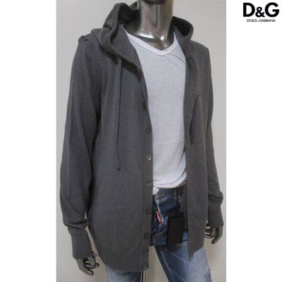 ドルチェ&ガッバーナ DOLCE&GABBANA メンズ トップス ニット セーター カーディガン ロゴ 袖口/裾部分クラッシュ加工・D&Gロゴ刺繍・ボタンロゴ刻印付きフード付きロングカーディガン グレー GFC18K F32A1 N0352 (R89900) 13S 【送料無料】 【smtb-TK】