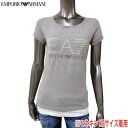 エンポリオアルマーニ EMPORIO ARMANI レディース トップス Tシャツ 半袖 フロントラインストーンEA7ロゴ/イーグルロゴ付きラウンドネ..