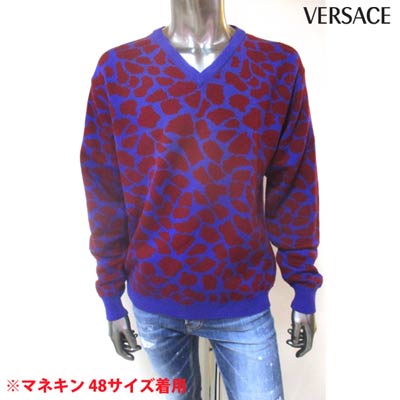 ヴェルサーチェ プレゼント メンズ（30000円程度） ヴェルサーチ VERSACE メンズ トップス セーター ニット イスタンテ ISTANTE 総柄アニマル柄Vネックウールセーター パープル DAR-5 1S SW 00140 【送料無料】【smtb-tk】