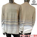 ヴェルサーチ VERSACE メンズ トップス ニット セーター ボーダーライン入りニットセーター ベージュ 25397 108959 (R89000) 【送料...