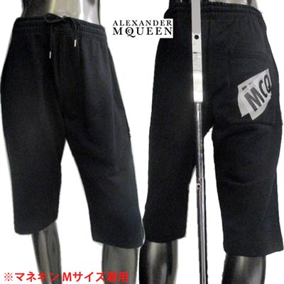 アレキサンダーマックイーン ALEXANDER McQUEEN メンズ パンツ ボトムス ハーフパンツ ロゴ MCQロゴプリント付スウェットハーフパンツ 短パン 半パン ショーパン ブラック黒 291507 RER28 1000 (R36000/R59000) 15S 【送料無料】 【smtb-TK】(4)