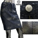ヴェルサーチ(VERSACE) レディース スカート ※訳あり(ラメ部分取れやすい) ラメコーディング加工・斑ドット柄スカート ネイビー 001SIGSK D0...