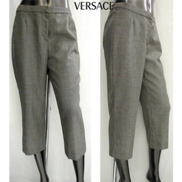 ヴェルサーチ VERSACE レディース パンツ グレンチェック柄七分丈ワイドパンツ グレー 9961GV SKD 0059 (R69000) 【送料無料】 【smtb-TK】