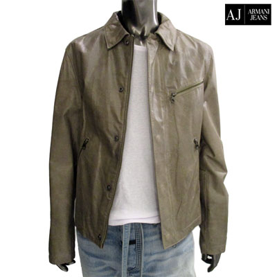 アルマーニジーンズ ARMANI JEANS メンズ アウター ジャケット ロゴ サイドロゴ付シングルライダースジャケット ブラウン ベージュ N6B46 BP SAVANA (R95800) 10A 【送料無料】 【smtb-TK】