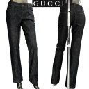 グッチ ジーンズ レディース ボトムス GUCCI刺繍ロゴ入りデニムパンツ ジーパン ブラック 黒 108333 ZC076 1000 (R59800) 【送料...