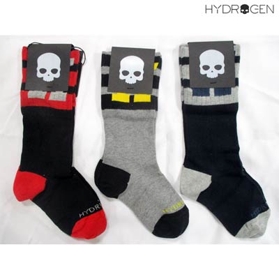 ハイドロゲン　HYDROGEN キッズ 靴下 ソックス ロゴ 子供用 三足セット・ロゴHロゴ・つま先