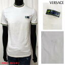 ヴェルサーチ VERSACE メンズ トップス Tシャツ ロゴ ※訳アリ 黄ばみ・汚れ有り チェスト部分ハーフメデューサラバーロゴ付Tシャツ ホワイト PT27...