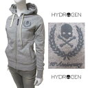 ハイドロゲン HYDROGEN レディース トップス パーカー フーディー ロゴ アニバーサリースカルロゴ刺繍入りジップアップパーカー グレー 131037 0...