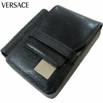 【完売】ヴェルサーチ VERSACE ユニセックス ヴェルサーチ グッズ プレート付シガレットケース レザー ブラック P30005 VGRD 4IN 7S (R18800)