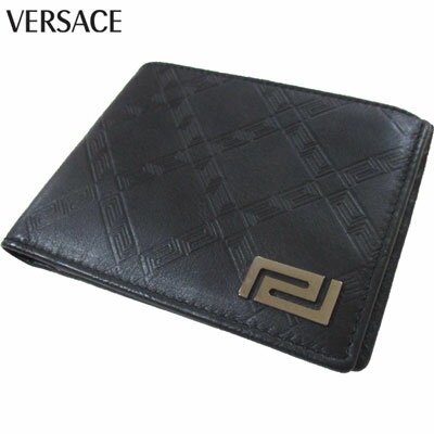 【完売】ヴェルサーチ VERSACE メンズ ヴェルサーチ 財布 ロゴプレート付きグレカ柄ウォレット グレカ柄 ロゴ レザー ブラック PU2474 OVTG NERO 8S (R41800)【送料無料】【smtb-TK】