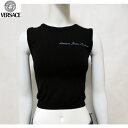 ヴェルサーチ(VERSACE) Tシャツ トップス レディース ラウンドネック ブランドロゴ へそ出し ブラック 黒 FV6701 82032 900 (R14800)【smtb-tk】【送料無料】 7S