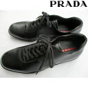 プラダ(PRADA) 【サイズ7.5】【日本サイズ26.5】 靴 スニーカー メンズ レザー シューズ ブランドロゴ ブラック 黒 4E1282 LOC/LUX NERO 【楽ギフ_包装】【smtb-tk】【送料無料】 7S