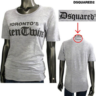 ディースクエアード DSQUARED2 レディース トップス Tシャツ 半袖 ロゴ 前面/後面ラバーロゴ付カットソー グレー 灰色 S72GC0977 S22146 857M (R33260)【送料無料】【smtb-tk】 71S