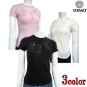 ヴェルサーチ(VERSACE) Tシャツ カットソー レディース トップス 半袖 レース ロゴ 3color ホワイト 白 ブラック 黒 ピンク HV877B ...