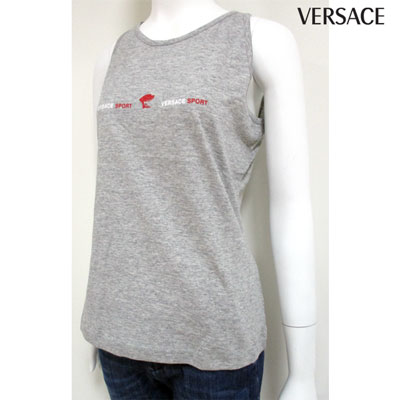 ヴェルサーチ VERSACE レディース フロントメデューサロゴ入りノースリーブTシャツ ロゴ メデューサ グレー 25784 108985 XTU 0024 (R7900) 3S