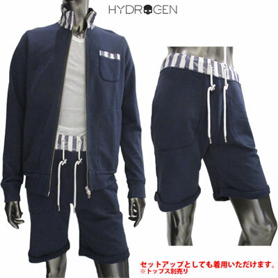 ハイドロゲン HYDROGEN メンズ パンツ ボトムス ハーフパンツ ロゴ setup着可(トップス別売り) ウエストストライプ柄・裾ネームロゴ刺繍ハーフパンツ 180002 013 (R31320) 61S【送料無料】 【smtb-TK】